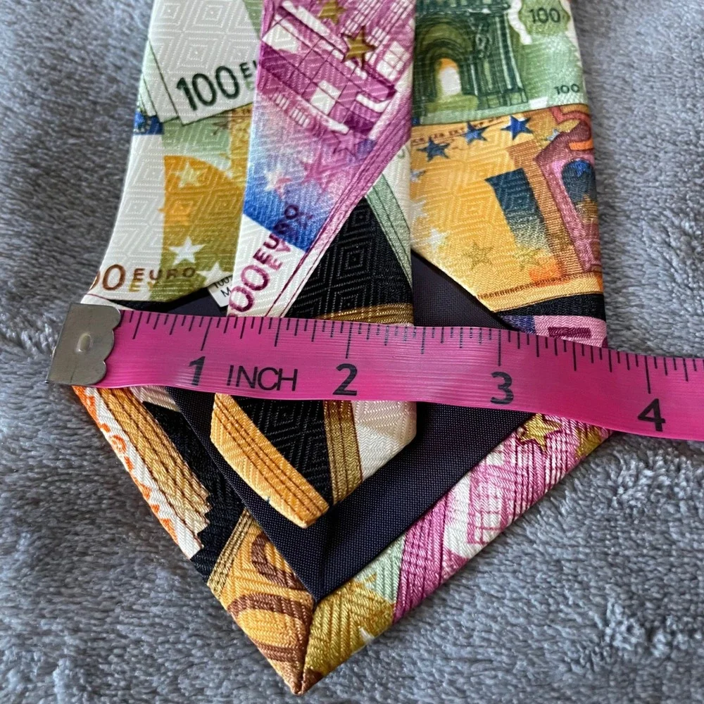 Tie Mania Hand Made Novelty polyester Necktie Mens Euro Money Currency Design‎